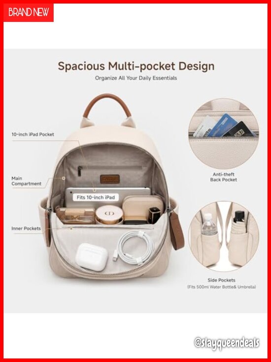 Small Plaid PU Leather Backpack Purse for Women, Lightweight School Shoulder main image 4